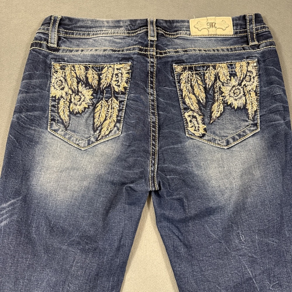 Miss Me Women 31 Mid Rise EASY CROP Jean Western Rodeo TRIBAL Feathers